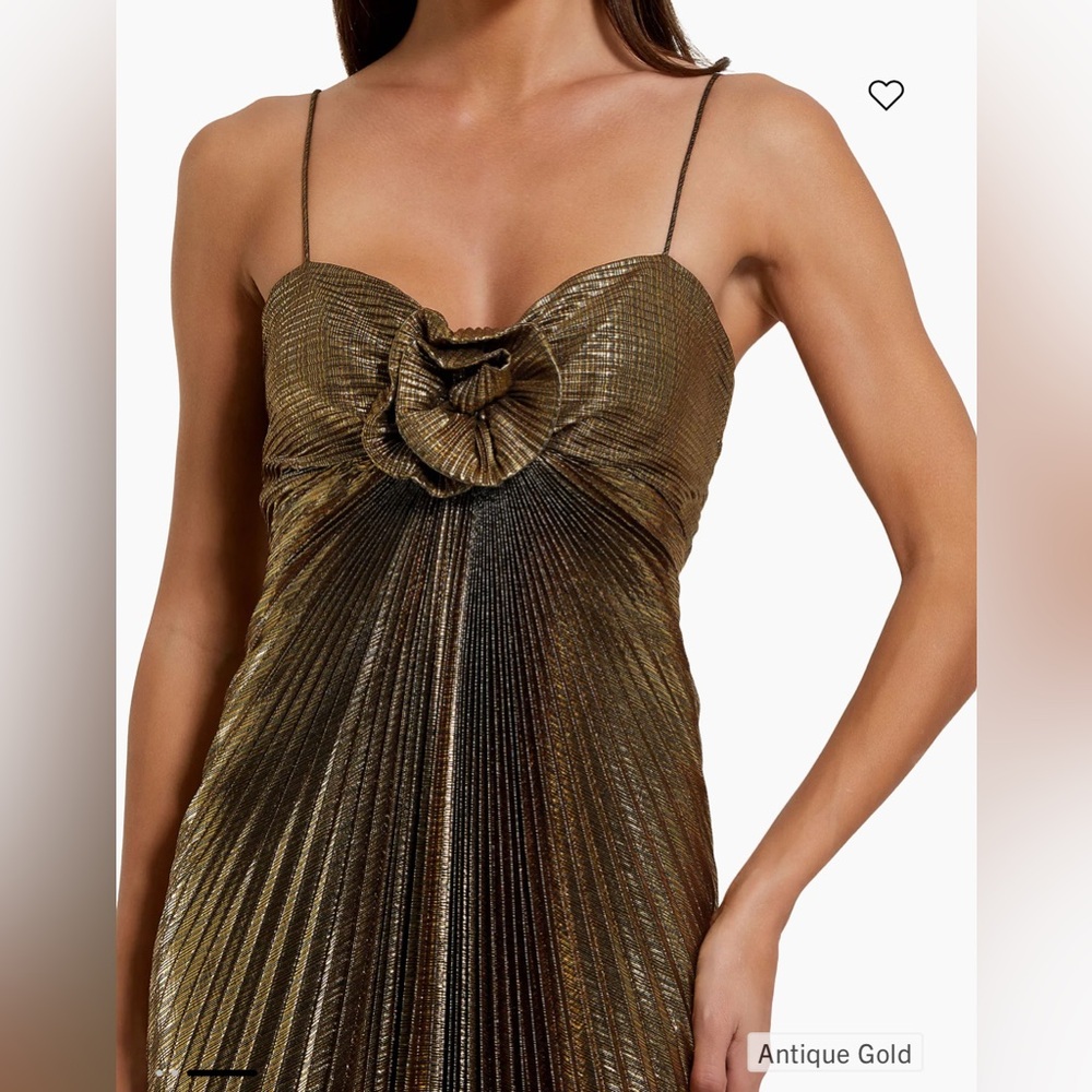Floral Metallic Pleated Gown